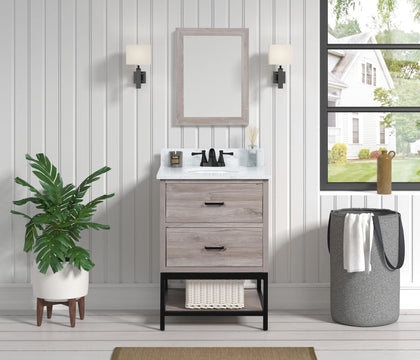 Hartley 25" Single Vanity With Carrara White Quartz Stone Top
