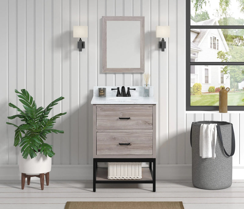 Hartley 25" Single Vanity With Carrara White Quartz Stone Top