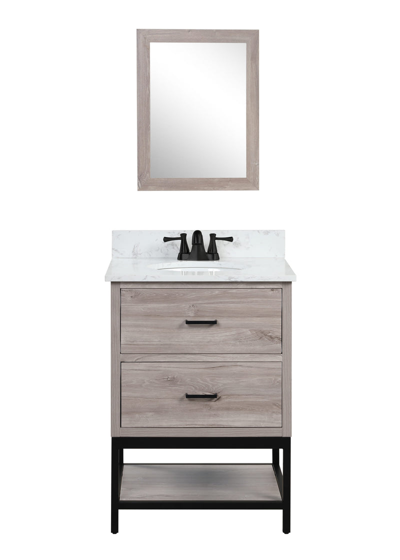 Hartley 25" Single Vanity With Carrara White Quartz Stone Top