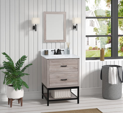 Hartley 25" Single Vanity With Carrara White Quartz Stone Top