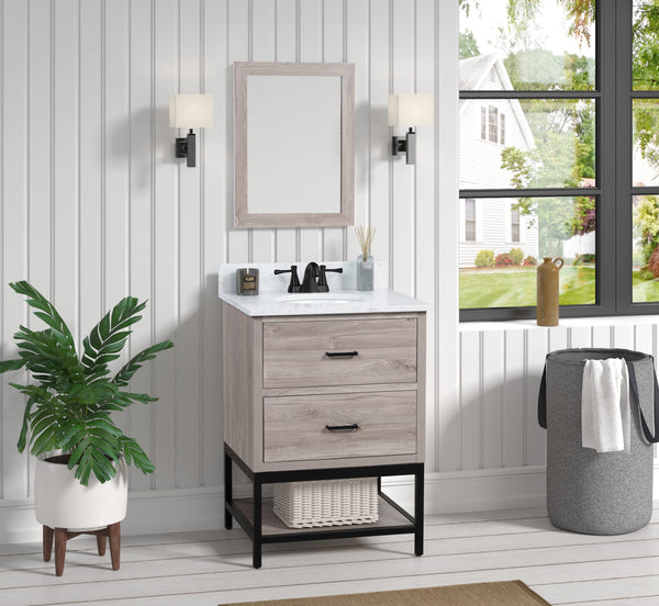 Hartley 25" Single Vanity With Carrara White Quartz Stone Top
