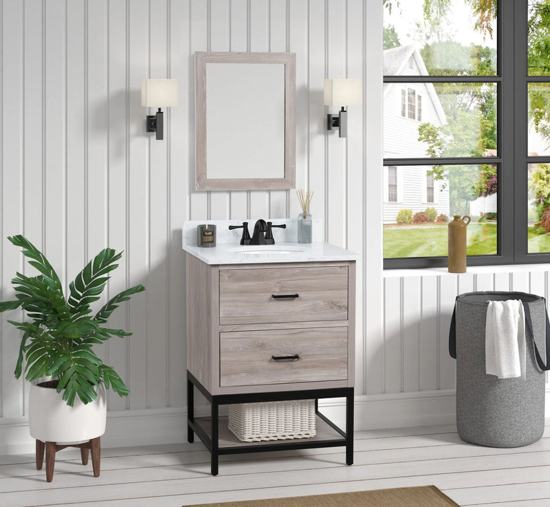 Hartley 24" Single Vanity With Carrara White Quartz Stone Top