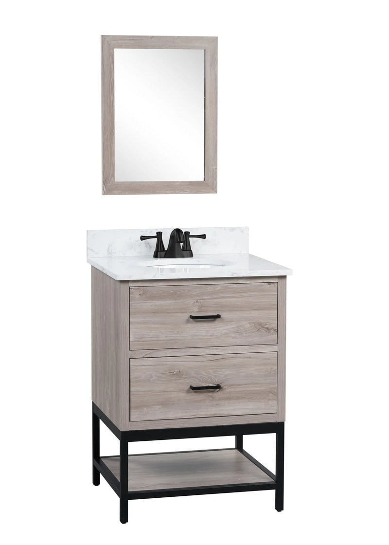 Hartley 24" Single Vanity With Carrara White Quartz Stone Top