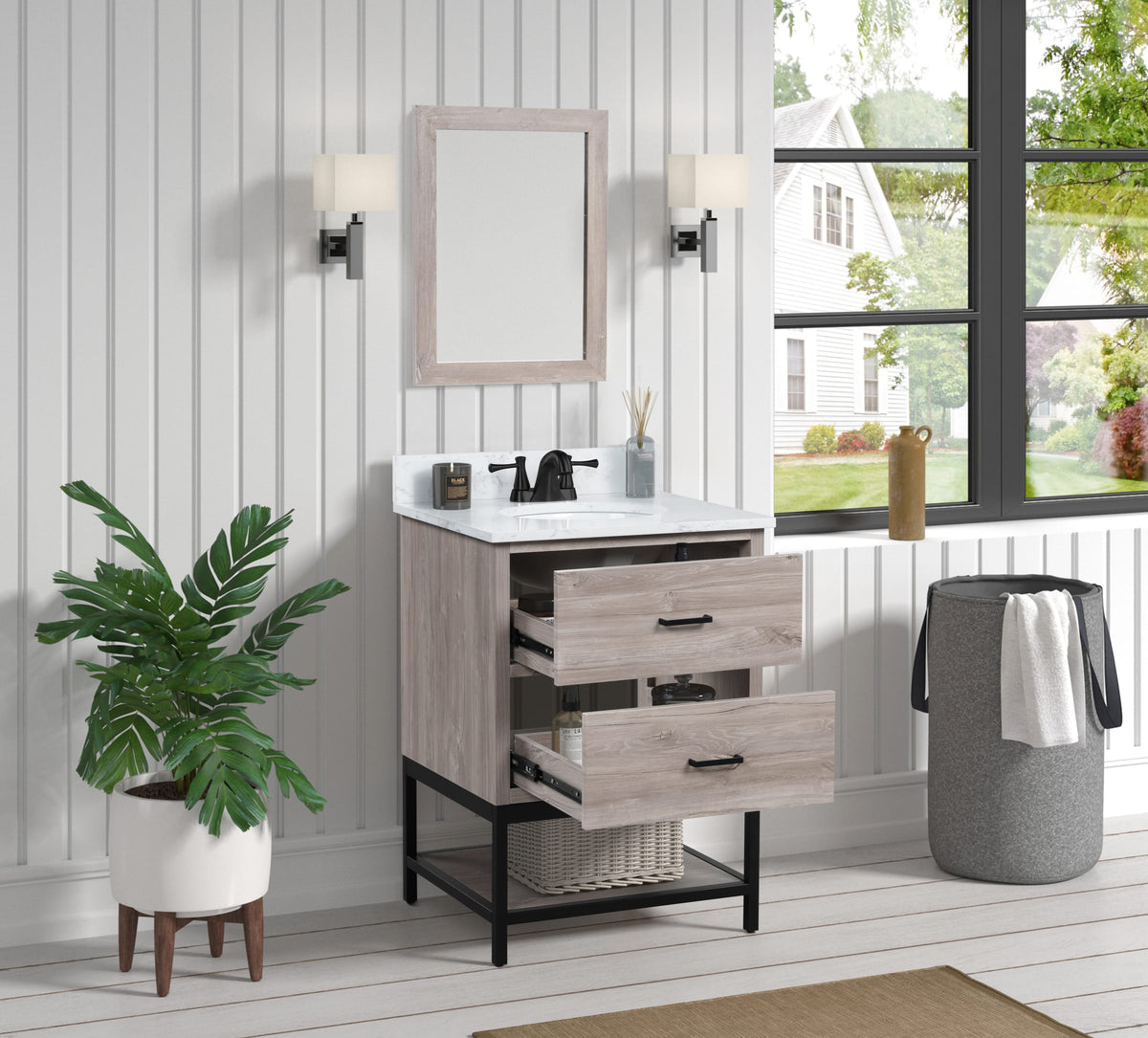 Hartley 25" Single Vanity With Carrara White Quartz Stone Top