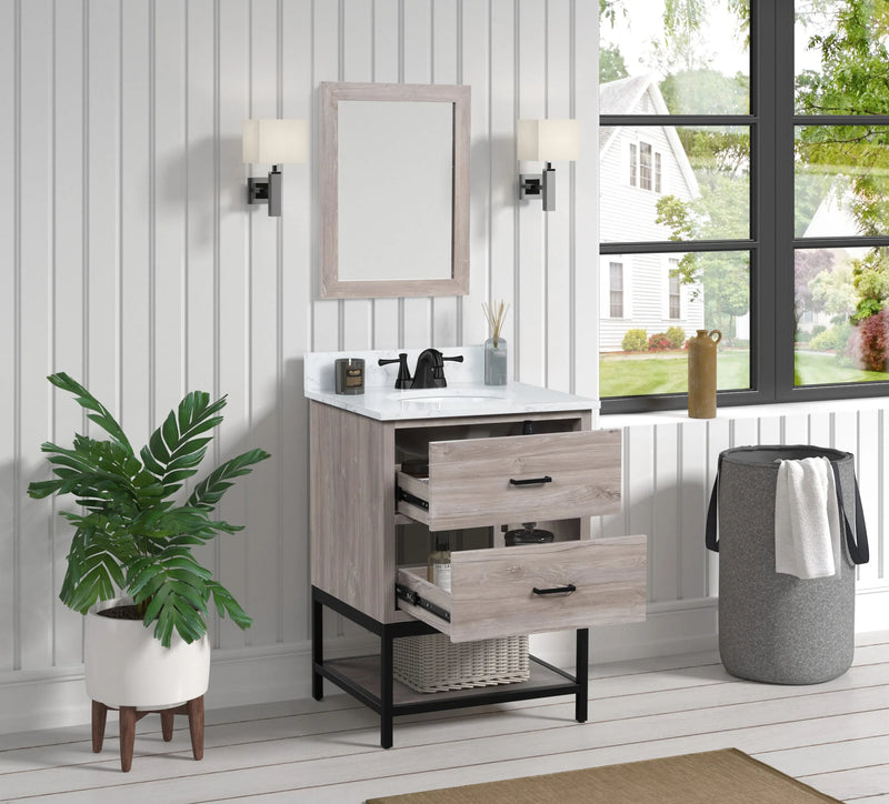 Hartley 24" Single Vanity With Carrara White Quartz Stone Top