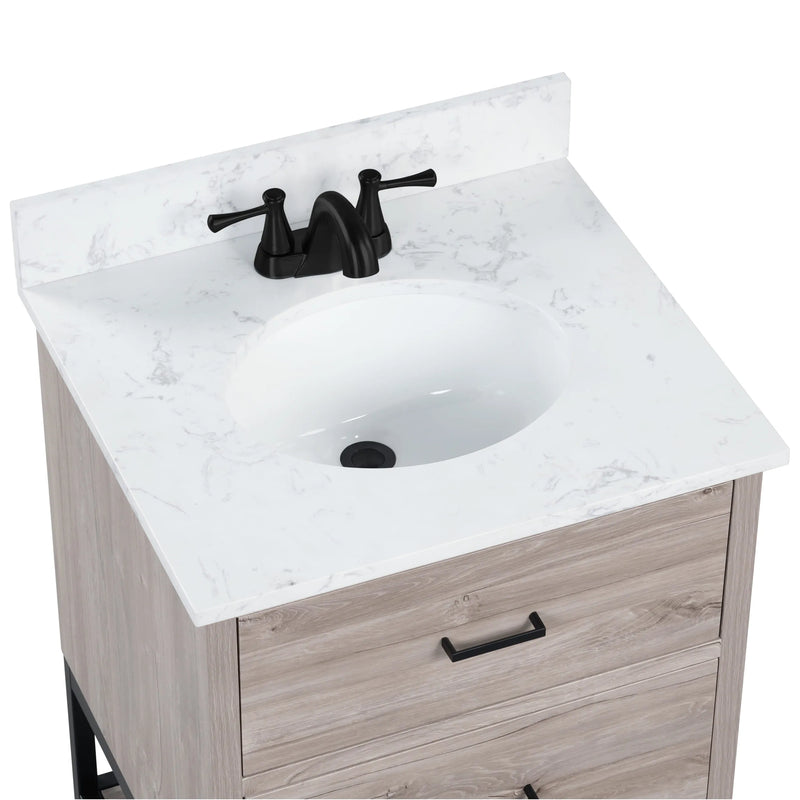 Hartley 24" Single Vanity With Carrara White Quartz Stone Top