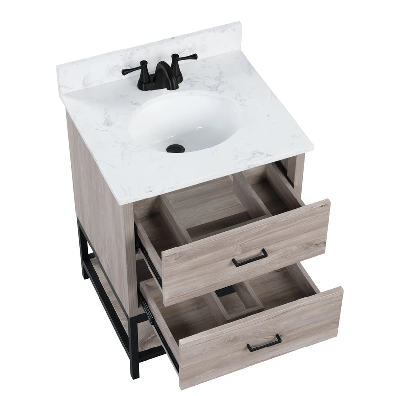 Hartley 24" Single Vanity With Carrara White Quartz Stone Top