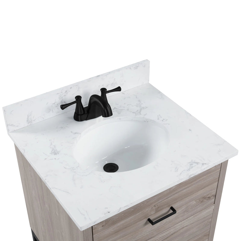Hartley 24" Single Vanity With Carrara White Quartz Stone Top