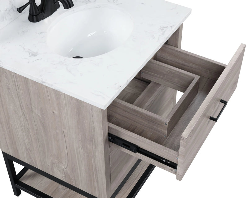 Hartley 24" Single Vanity With Carrara White Quartz Stone Top