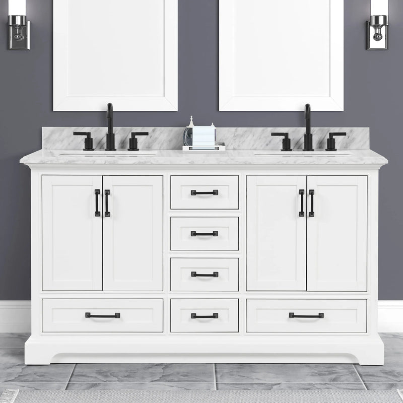 Rhoda 60" Vanity Set with Luxurious Carrara Marble Top