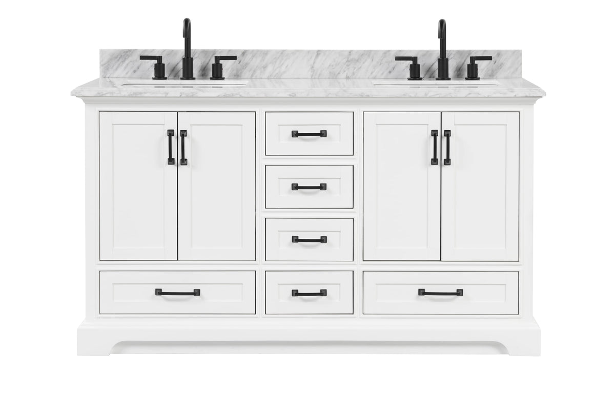Rhoda 60" Vanity Set with Luxurious Carrara Marble Top