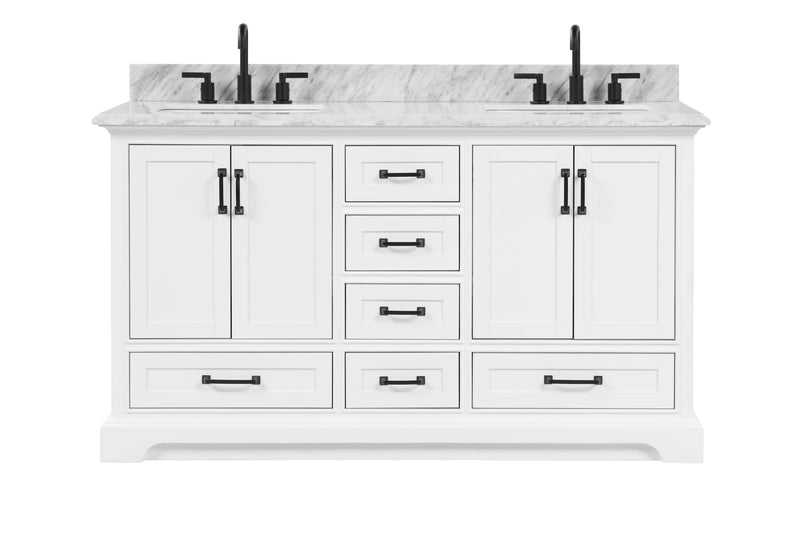 Rhoda 60" Vanity Set with Luxurious Carrara Marble Top