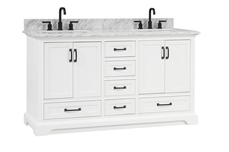 Rhoda 60" Vanity Set with Luxurious Carrara Marble Top