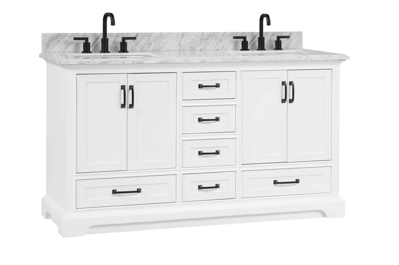 Rhoda 60" Vanity Set with Luxurious Carrara Marble Top