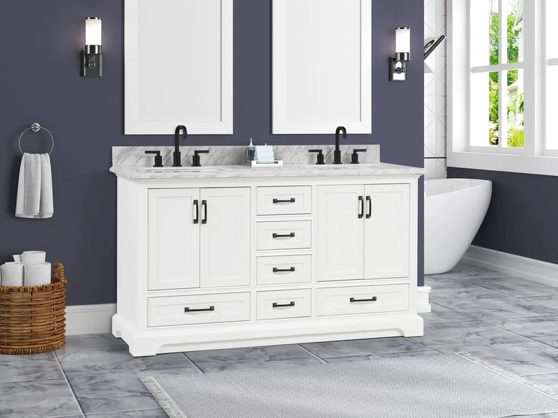 Rhoda 60" Vanity Set with Luxurious Carrara Marble Top