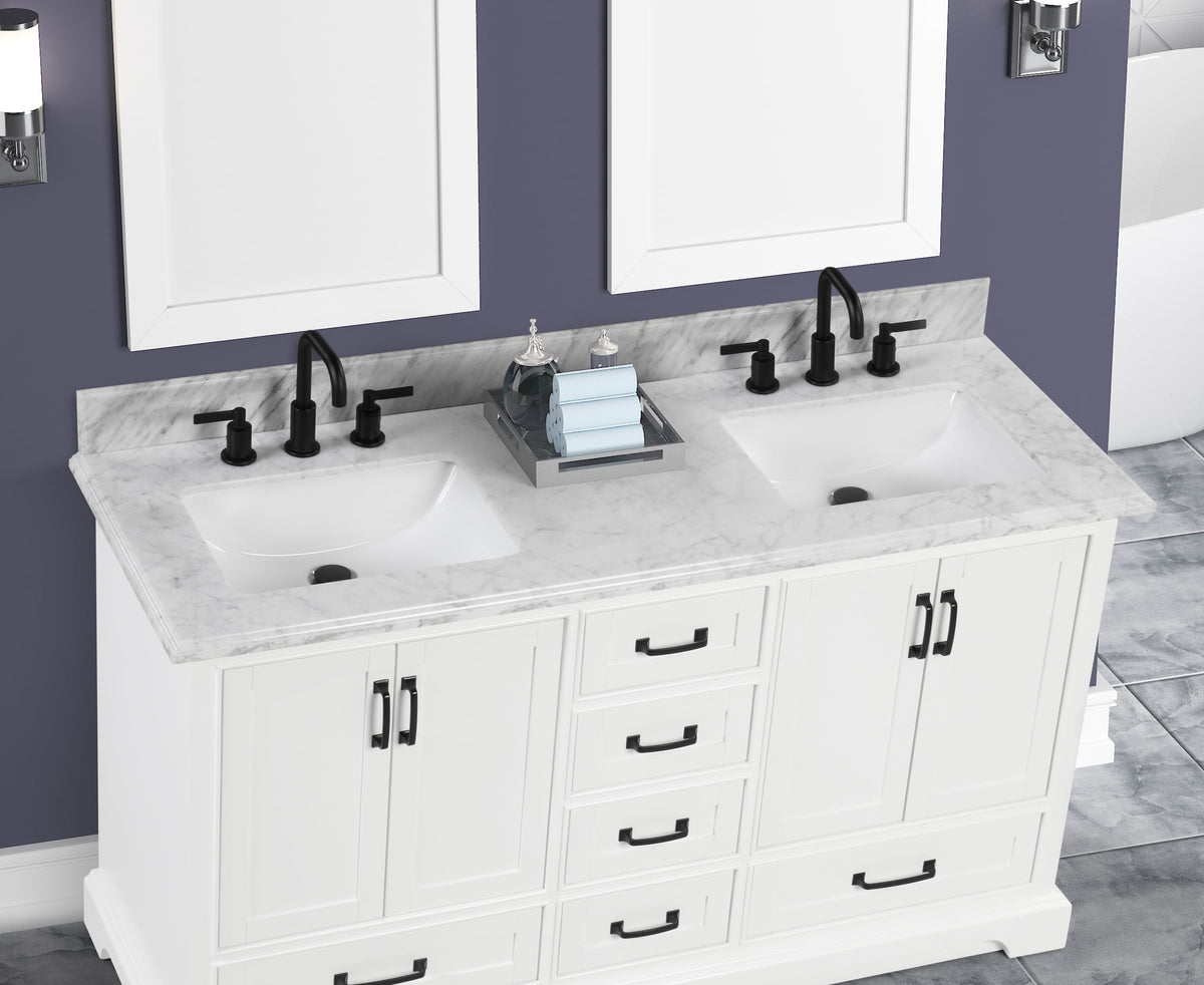 Rhoda 60" Vanity Set with Luxurious Carrara Marble Top