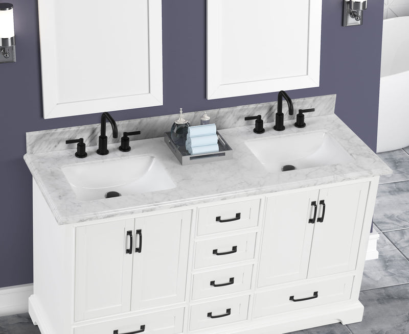 Rhoda 60" Vanity Set with Luxurious Carrara Marble Top