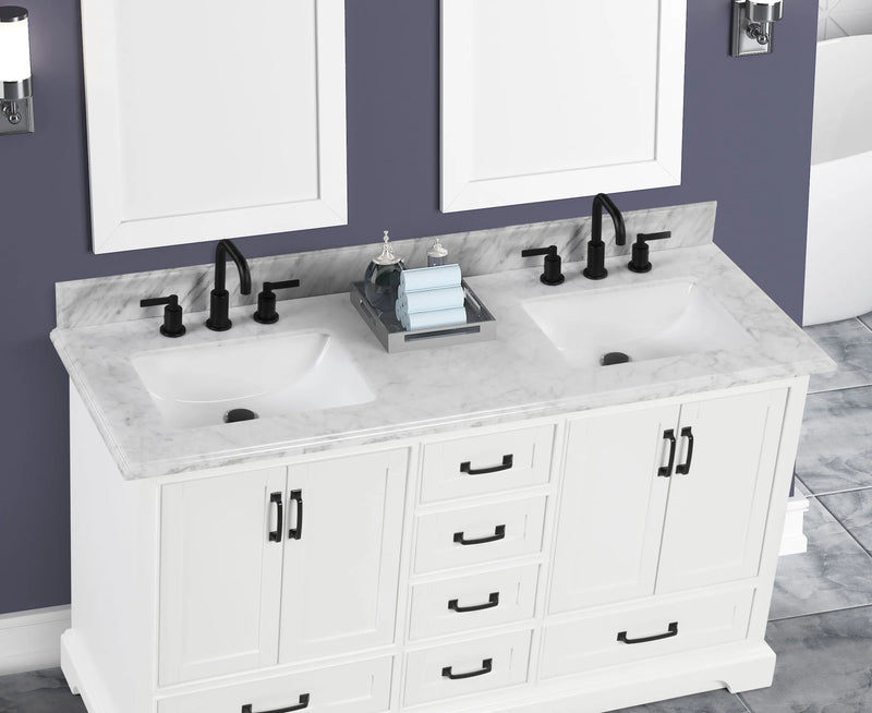 Rhoda 60" Vanity Set with Luxurious Carrara Marble Top