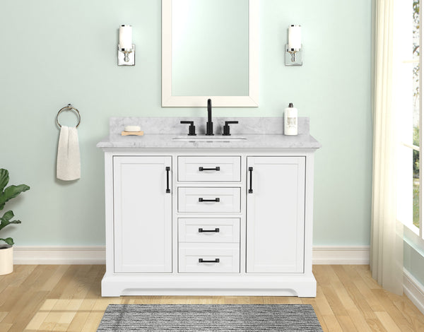Rhoda 48" Vanity Set with Luxurious Carrara Marble Top
