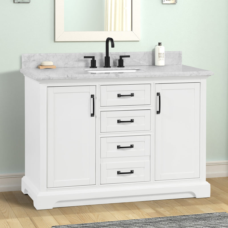 Rhoda 48" Vanity Set with Luxurious Carrara Marble Top