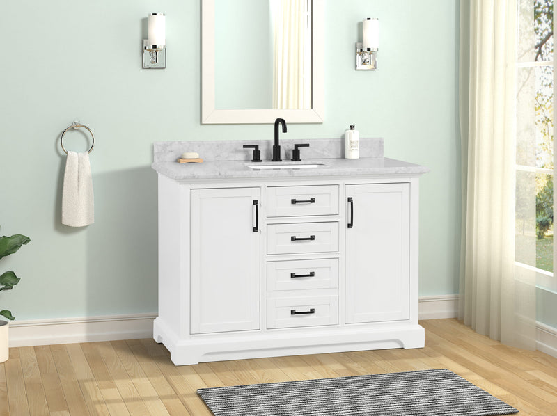 Rhoda 48" Vanity Set with Luxurious Carrara Marble Top