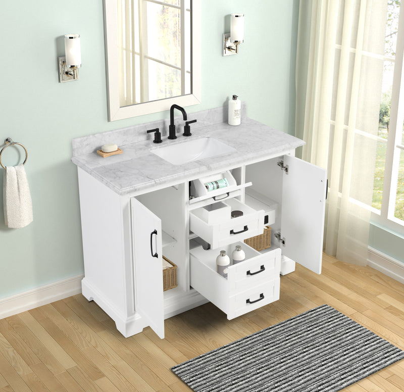 Rhoda 48" Vanity Set with Luxurious Carrara Marble Top