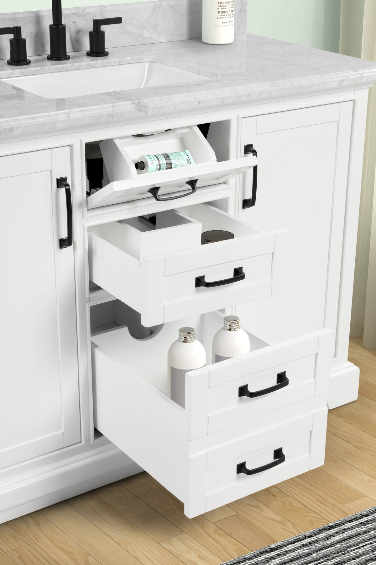 Rhoda 48" Vanity Set with Luxurious Carrara Marble Top