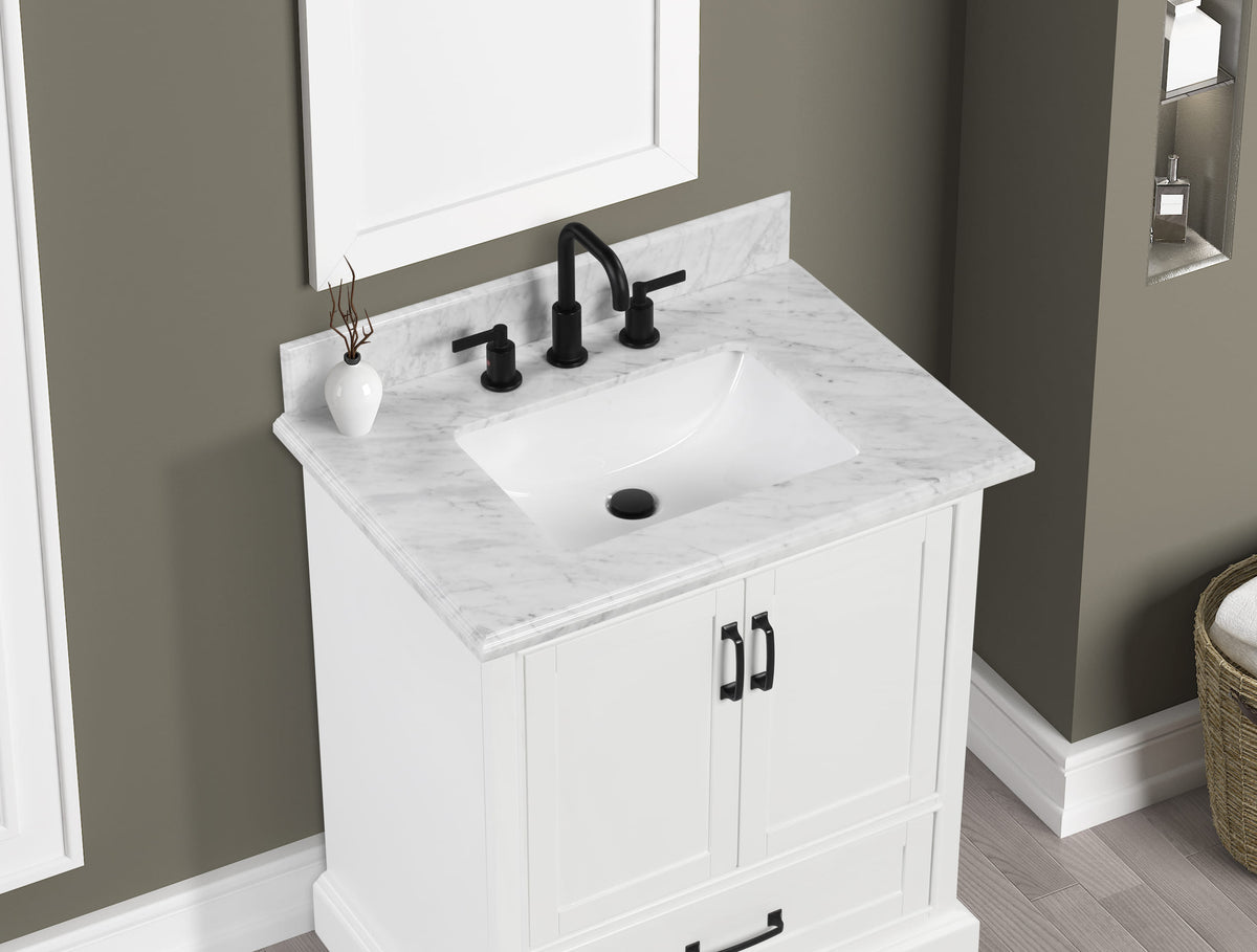 Rhoda 30" Vanity Set with Luxurious Carrara Marble Top