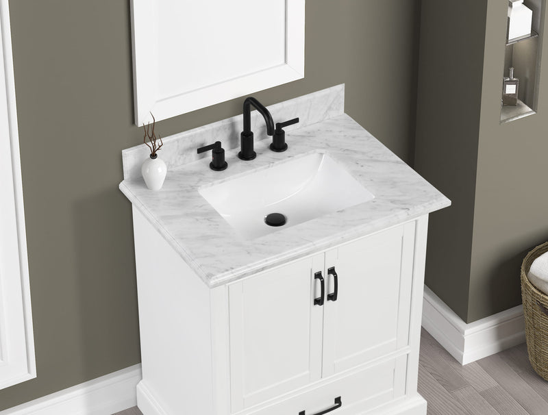 Rhoda 30" Vanity Set with Luxurious Carrara Marble Top