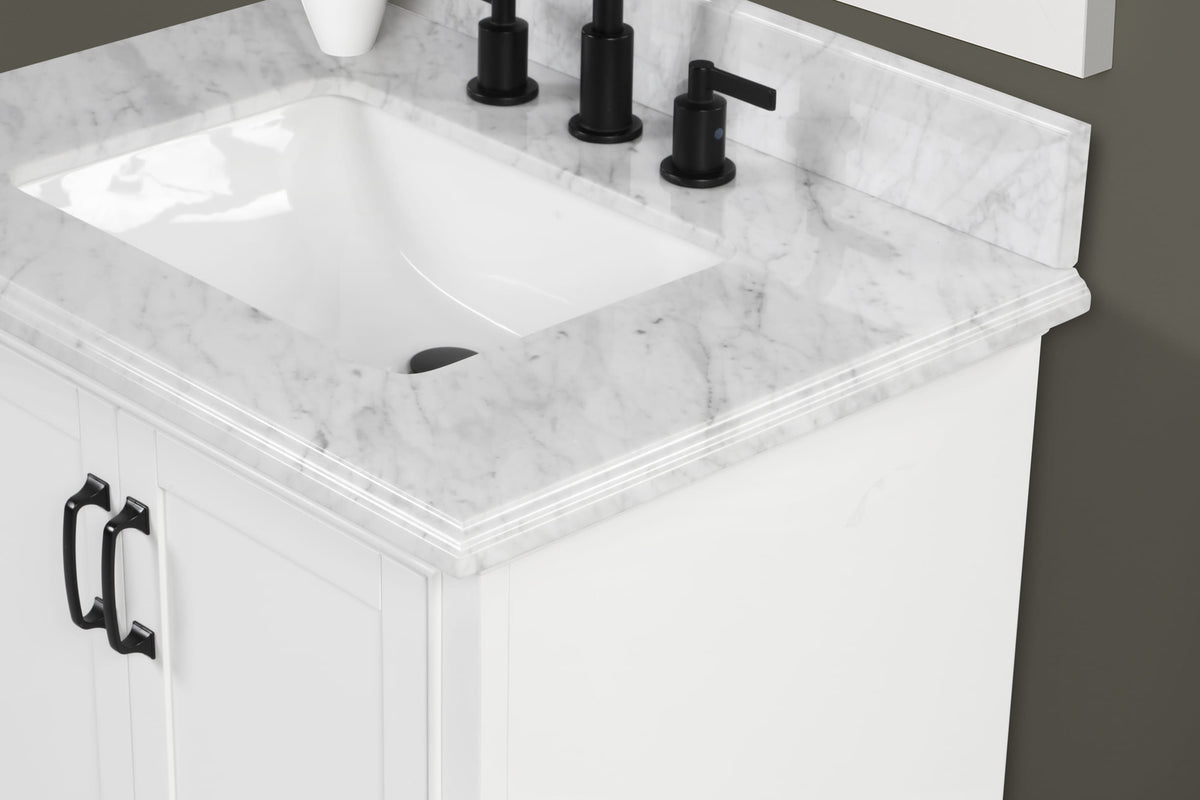 Rhoda 30" Vanity Set with Luxurious Carrara Marble Top