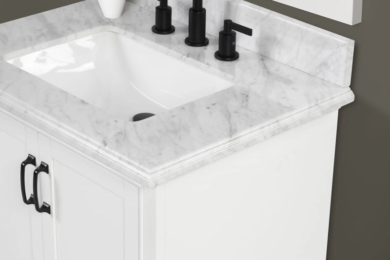 Rhoda 30" Vanity Set with Luxurious Carrara Marble Top