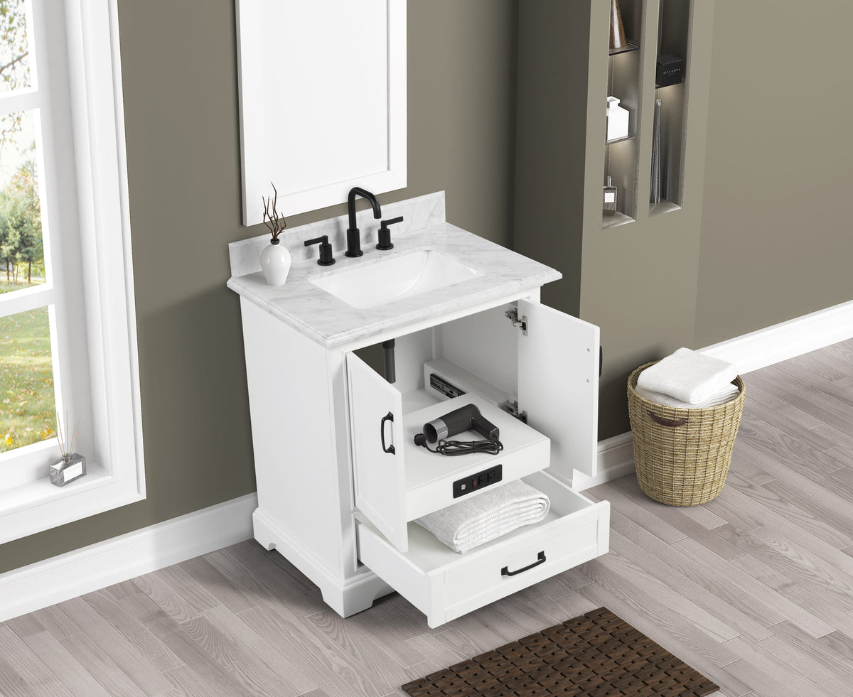 Rhoda 30" Vanity Set with Luxurious Carrara Marble Top