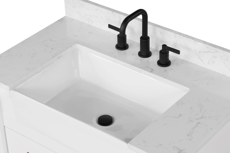 Farmington 36" Open Shelf Vanity Set with Premium Carrara Marble Top