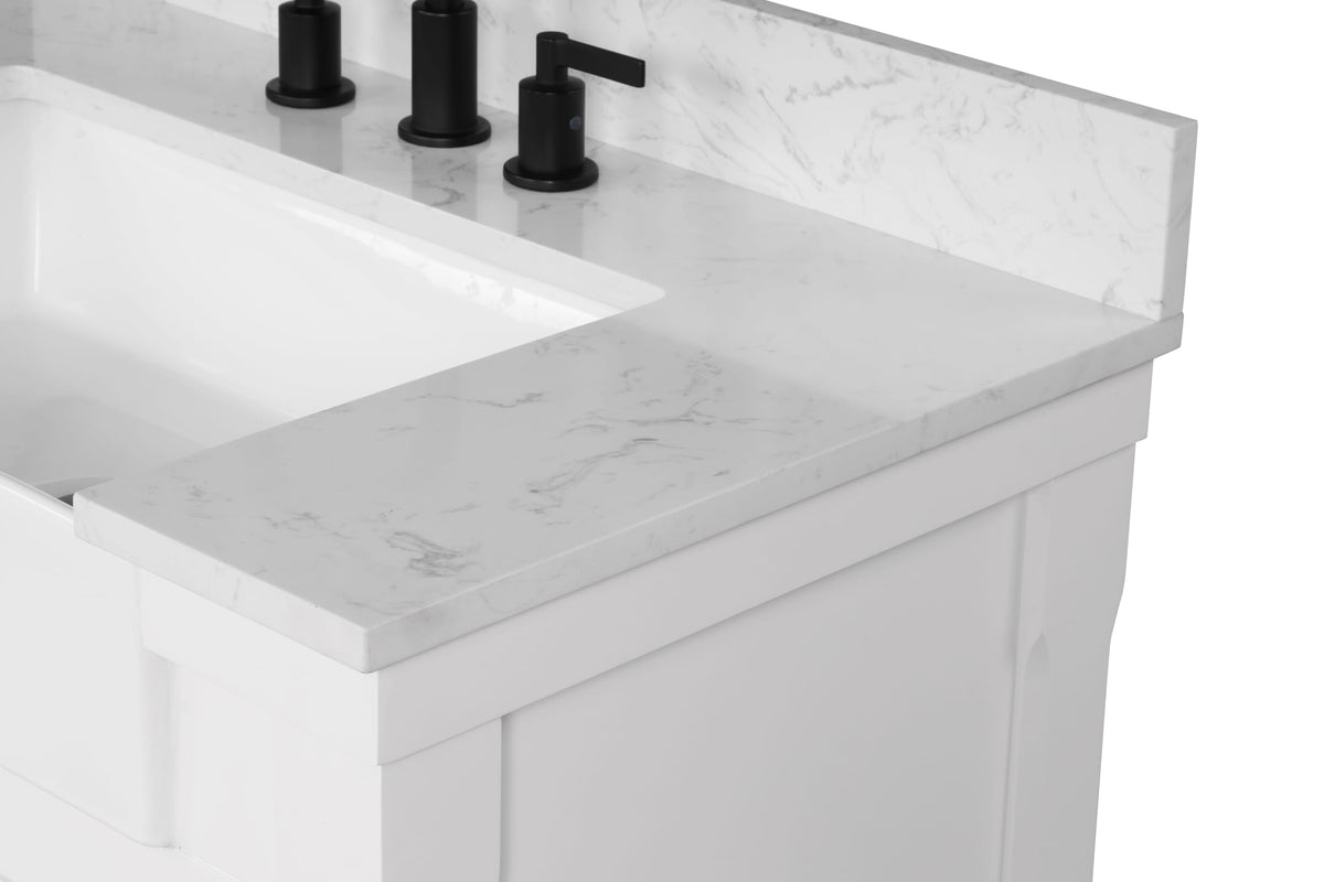 Farmington 36" Open Shelf Vanity Set with Premium Carrara Marble Top