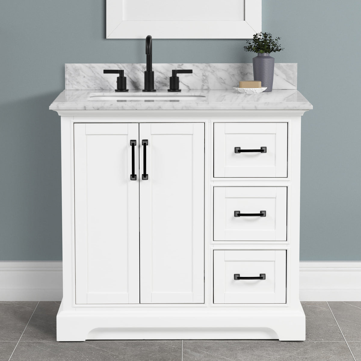 Rhoda 36" Vanity Set with Luxurious Carrara Marble Top