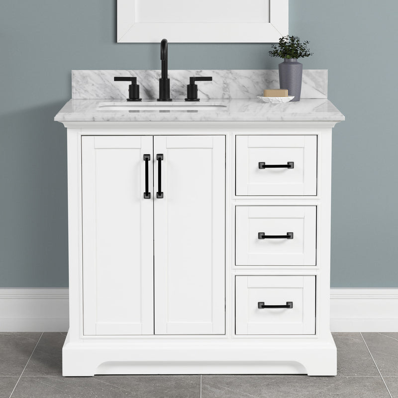 Rhoda 36" Vanity Set with Luxurious Carrara Marble Top