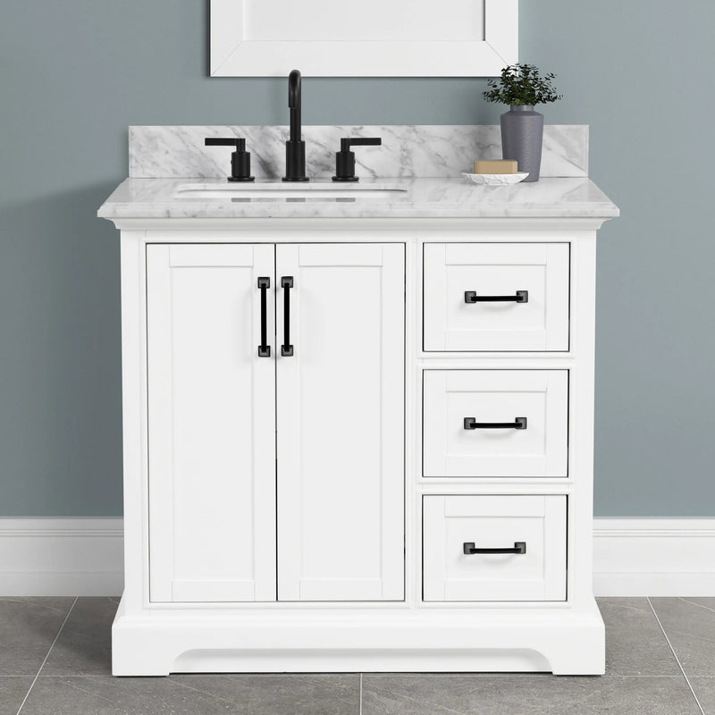 Rhoda 36" Vanity Set with Luxurious Carrara Marble Top