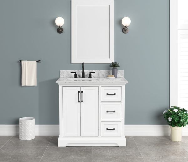Rhoda 36" Vanity Set with Luxurious Carrara Marble Top
