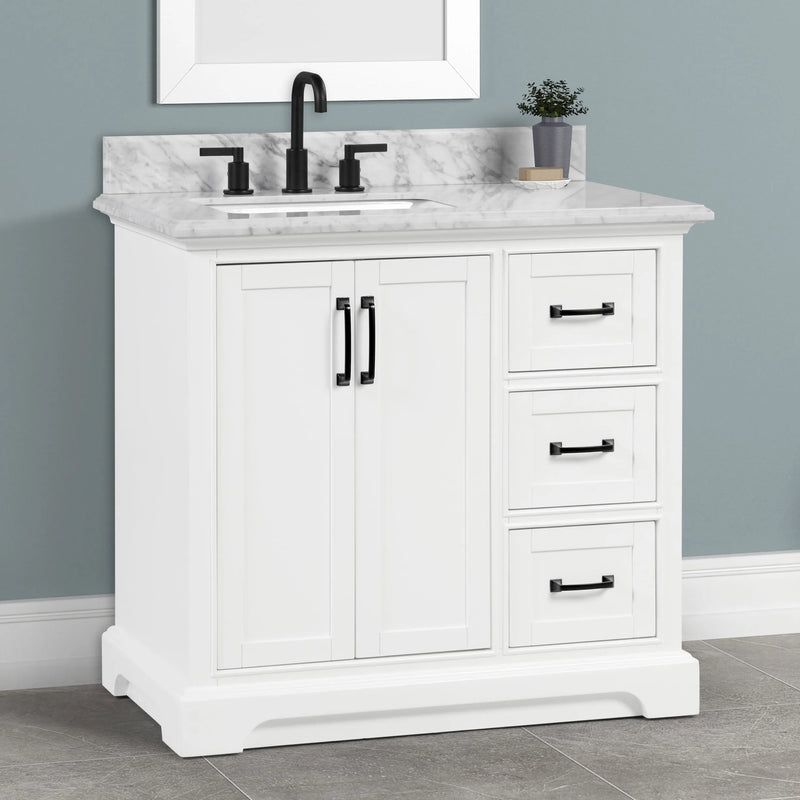 Rhoda 36" Vanity Set with Luxurious Carrara Marble Top