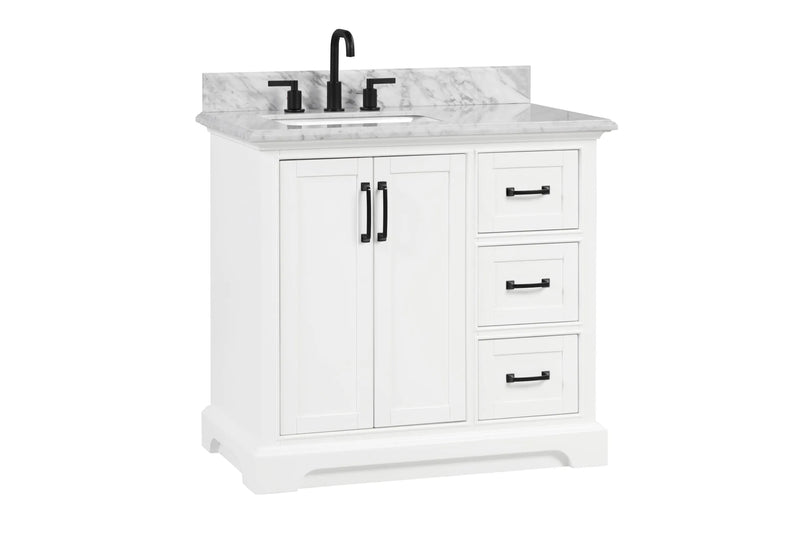 Rhoda 36" Vanity Set with Luxurious Carrara Marble Top