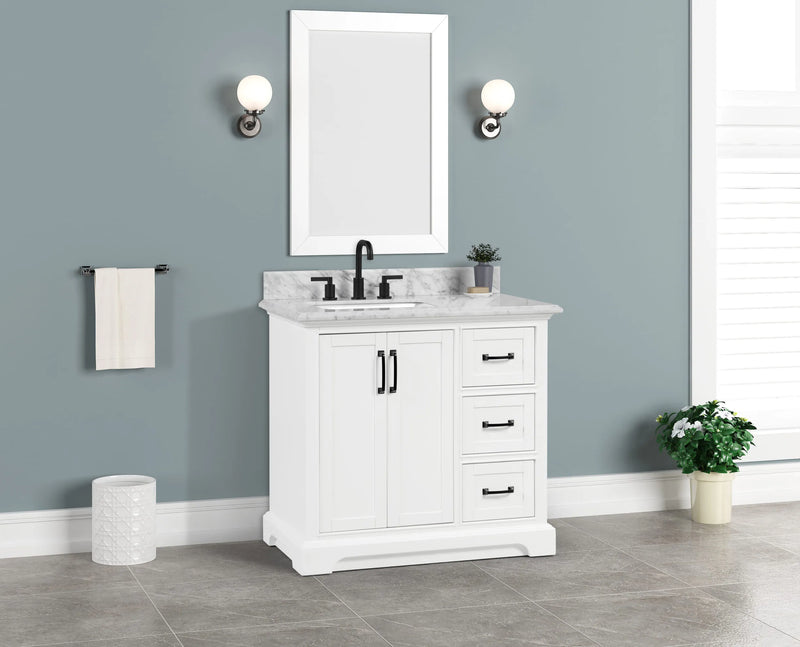 Rhoda 36" Vanity Set with Luxurious Carrara Marble Top