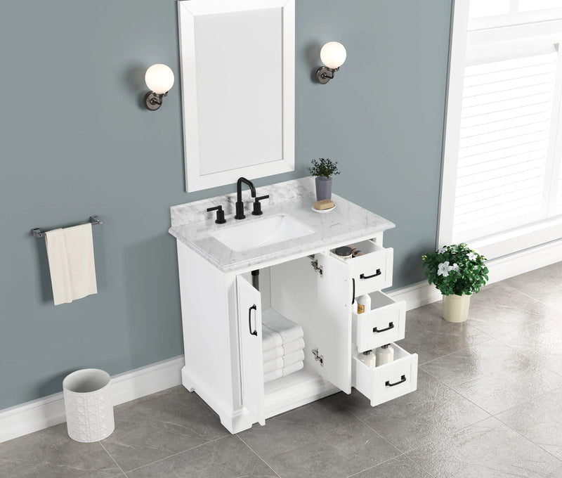 Rhoda 36" Vanity Set with Luxurious Carrara Marble Top