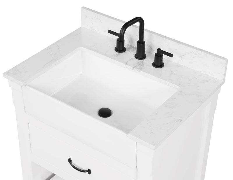 Farmington 30" Open Shelf Vanity Set with Premium Carrara Marble Top