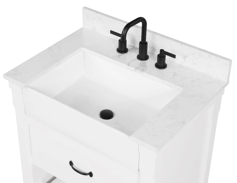 Farmington 30" Open Shelf Vanity Set with Premium Carrara Marble Top