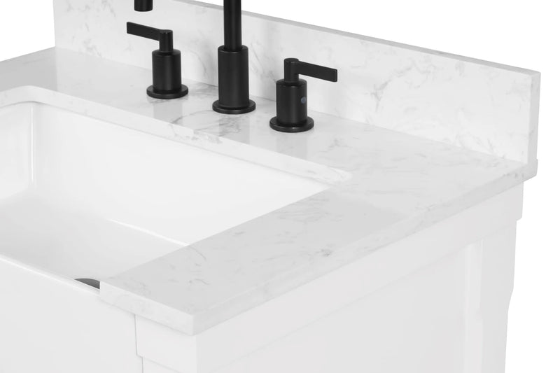 Farmington 30" Open Shelf Vanity Set with Premium Carrara Marble Top