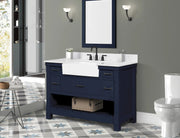 Farmington navy blue 48" Open Shelf Vanity Set with Premium Carrara Marble Top