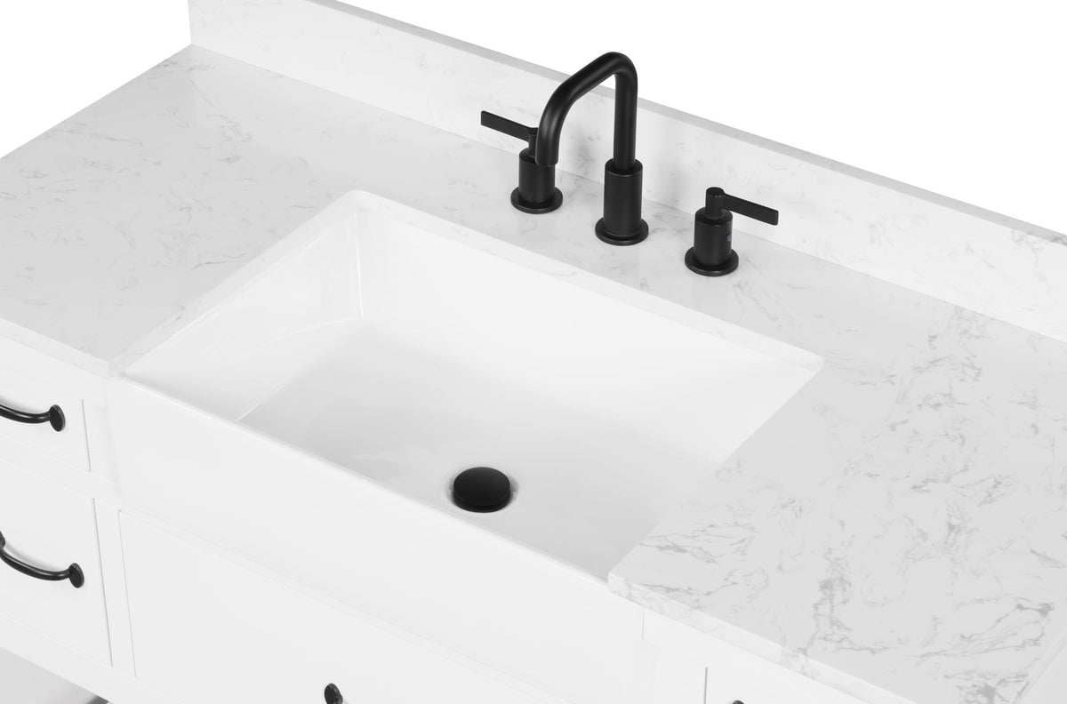 Farmington 48" Open Shelf Vanity Set with Premium Carrara Marble Top