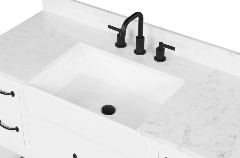 Farmington 48" Open Shelf Vanity Set with Premium Carrara Marble Top