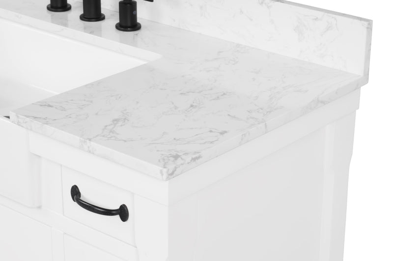 Farmington 48" Open Shelf Vanity Set with Premium Carrara Marble Top