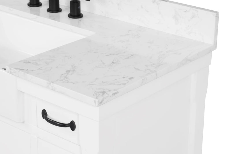 Farmington 48" Open Shelf Vanity Set with Premium Carrara Marble Top